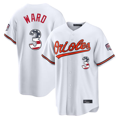 Baltimore Orioles #3 Taylor Ward Player White MIKSHPS USA 250 Fourth of July Home Game Stitched Jerseys