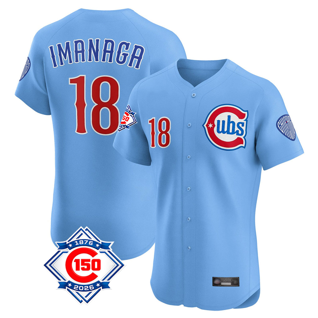 Chicago Cubs #18 Shota Imanaga Player Light Blue MIKSHPS 150th Anniversary Limited Elite Home Stitched Jerseys