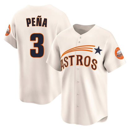 Houston Astros #3 Jeremy Pena Player Cream MIKSHPS Throwback Cooperstown Collection Limited Stitched Jerseys