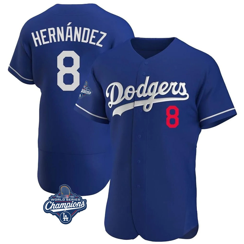Los Angeles Dodgers #8 Enrique Hern¨¢ndez Player Royal MIKSHPS World Series Meet Limited Elite Home Stitched Jerseys