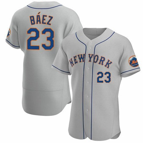 New York Mets #23 Javier Baez Gray MIKSHPS Anthentic Jersey