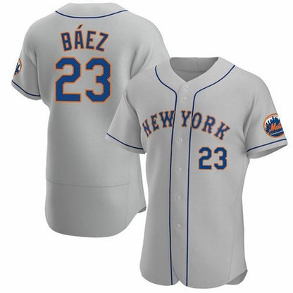 New York Mets #23 Javier Baez Gray MIKSHPS Anthentic Jersey