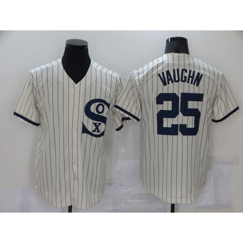 Chicago White Sox #25 Andrew Vaughn 2021 Cream Navy MIKSHPS Field of Dreams Name Flex Base Stitched Jersey