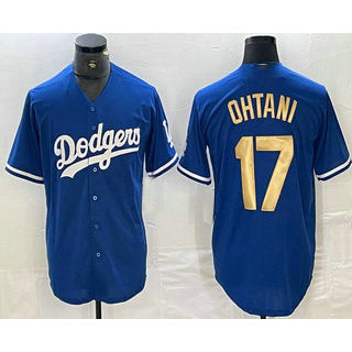 Los Angeles Dodgers #17 Shohei Ohtani Blue Gold MIKSHPS Stitched Cool Base Jersey 2