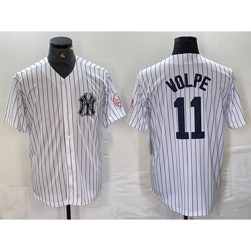 New York Yankees #11 Anthony Volpe Name White MIKSHPS With Patch 2024 Cool Base Stitched Jersey