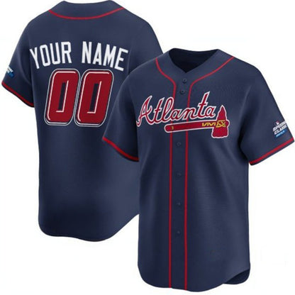Custom Atlanta Braves Active Player Navy MIKSHPS 2025 Speedway Classic Alternate Limited Stitched Jersey