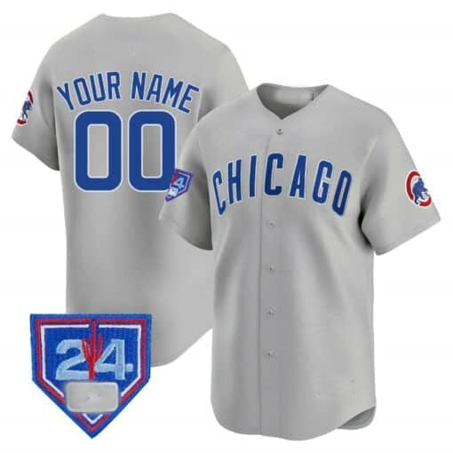 Custom Chicago Cubs 2024 Spring Training Patch Vapor Premier Limited Jersey V2 ¨C Gray MIKSHPS