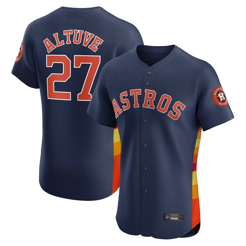 Houston Astros #27 Jose Altuve Player Navy MIKSHPS Limited Elite Home Stitched Jerseys