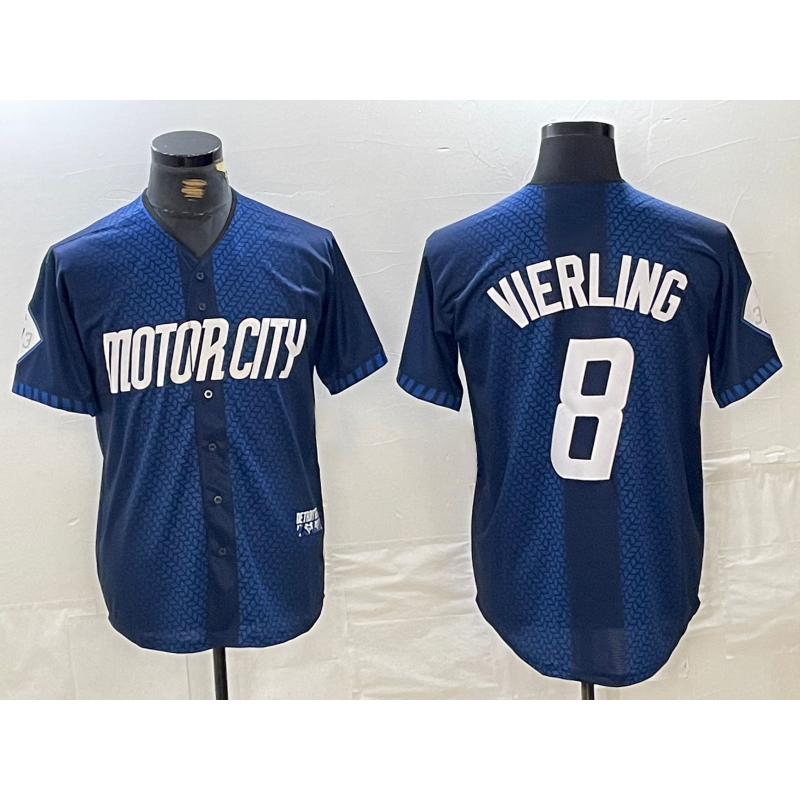 Detroit Tigers #8 Matt Vierling Navy MIKSHPS 2024 City Connect Cool Base Limited Stitched Jersey