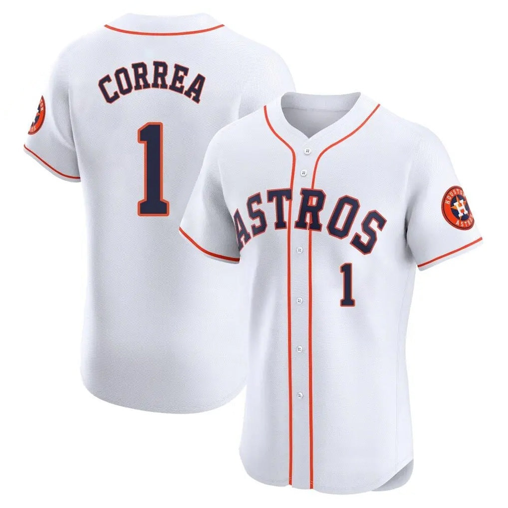 Houston Astros #1 Carlos Correa Player White MIKSHPS Limited Elite Home Stitched Jerseys
