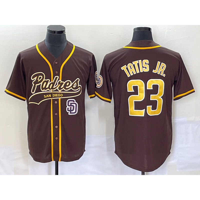 San Diego Padres #23 Fernando Tatis Jr Brown MIKSHPS NEW 2023 Cool Base Stitched Jersey 2