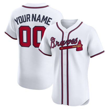 Custom Atlanta Braves White MIKSHPS Home Elite Jersey