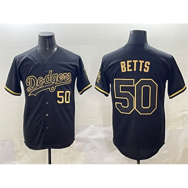Los Angeles Dodgers #50 Mookie Betts Black Gold MIKSHPS Limited Stitched Jersey