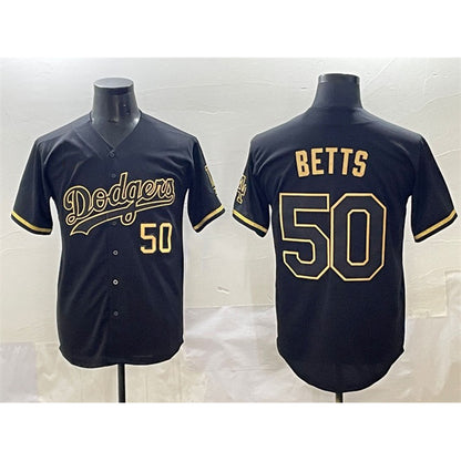 Los Angeles Dodgers #50 Mookie Betts Black Gold MIKSHPS Limited Stitched Jersey