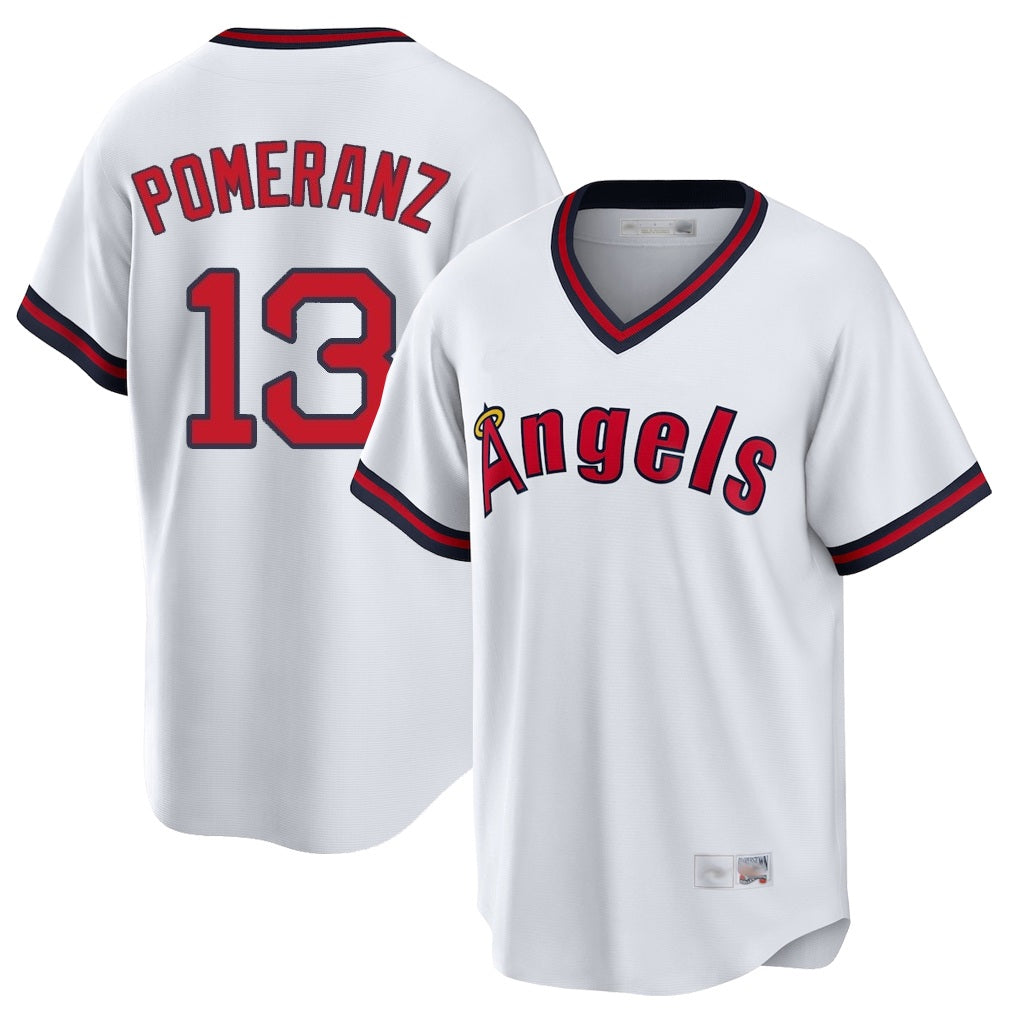 Los Angeles Angels #13 Drew Pomeranz Player White MIKSHPS T-shirt Home Game Stitched Jerseys