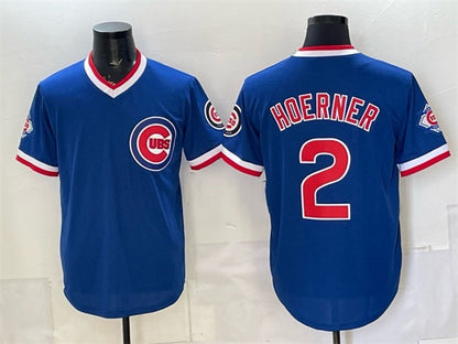 Chicago Cubs #2 Nico Hoerner Royal MIKSHPS 150th Anniversary Throwback Vapor Limited Stitched Jersey