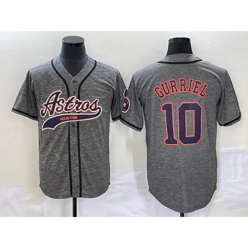Houston Astros #10 Yuli Gurriel Grey MIKSHPS Gridiron Cool Base Stitched Jersey