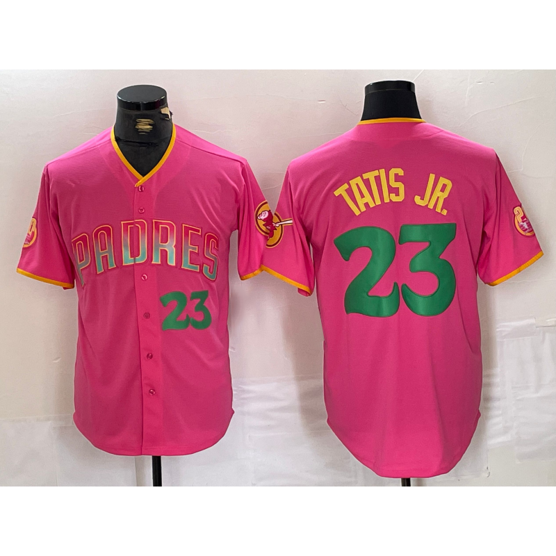San Diego Padres #23 Fernando Tatis Jr. Pink MIKSHPS Cool Base Stitched Jerseys