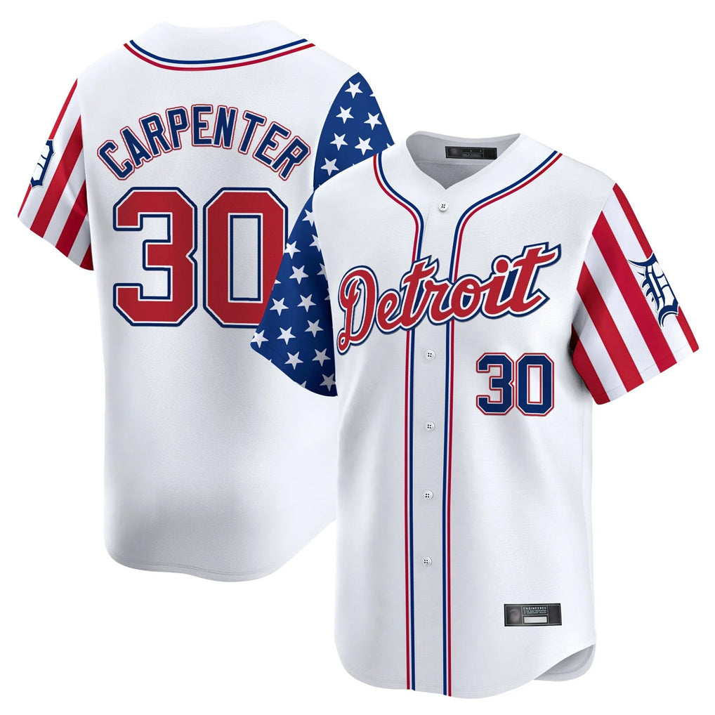 Detroit Tigers #30 Kerry Carpenter Player White MIKSHPS Independence Day Vapor Premier Limited Stitched Jerseys