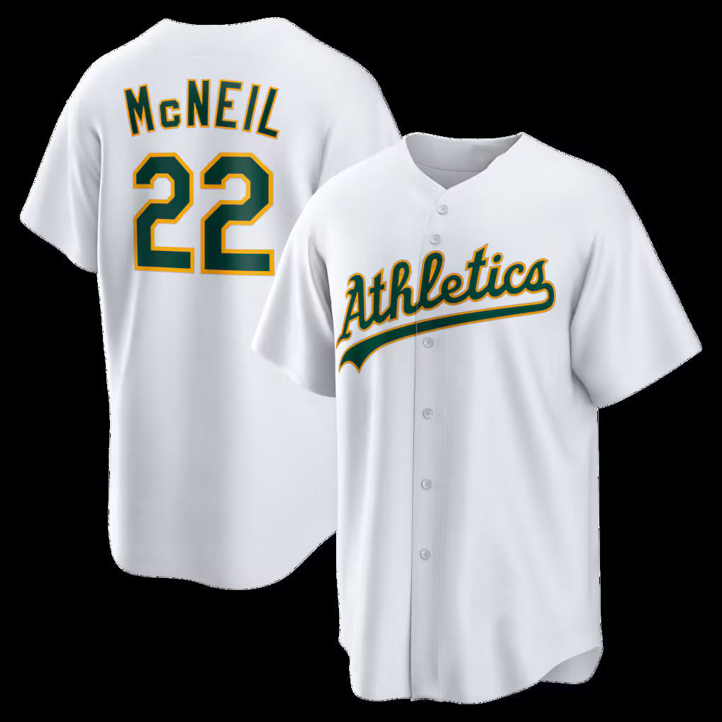 Oakland Athletics #22 Jeff McNeil White MIKSHPS Home Replica Jersey