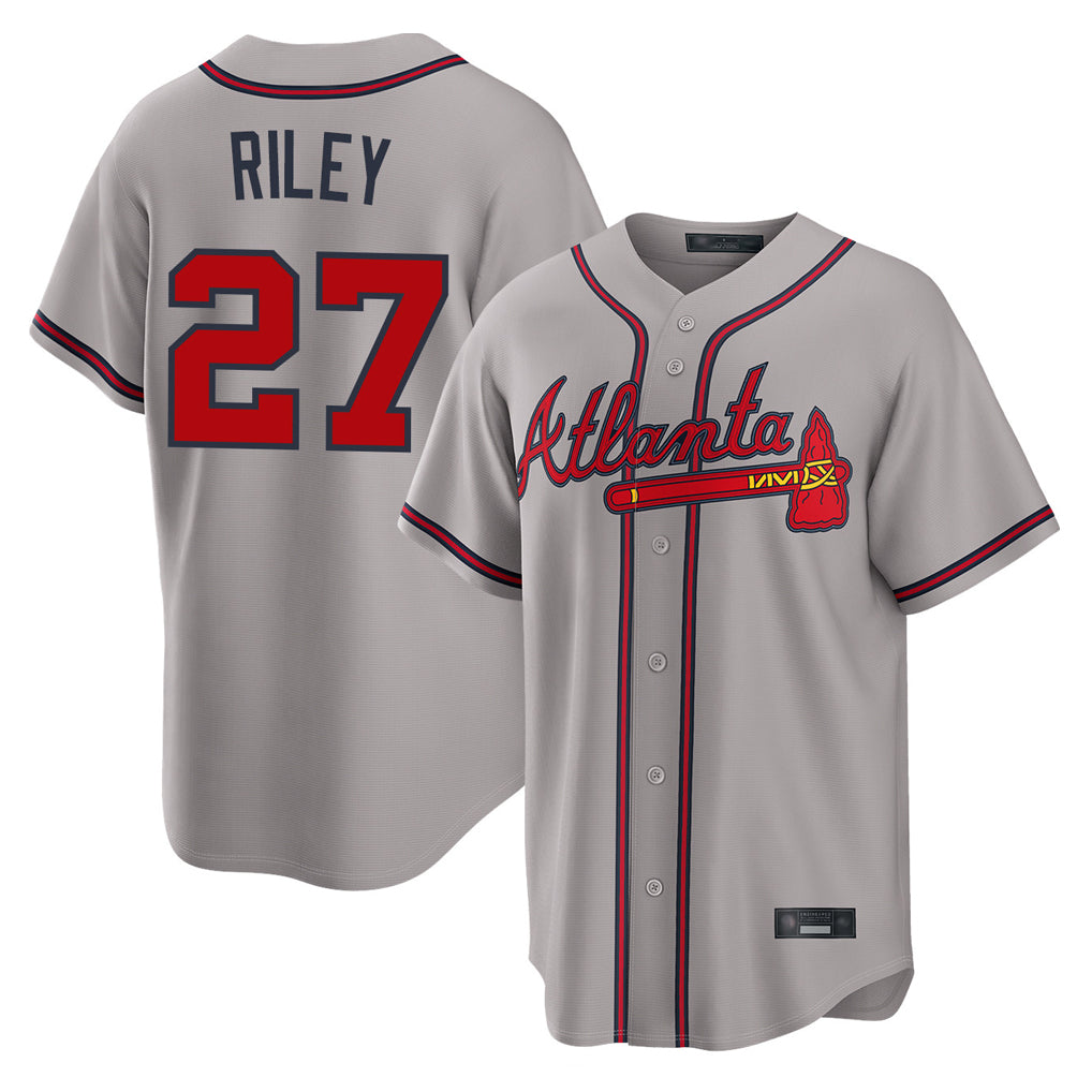 Atlanta Braves #27 Austin Riley Player Gray MIKSHPS Home Game Stitched Jerseys