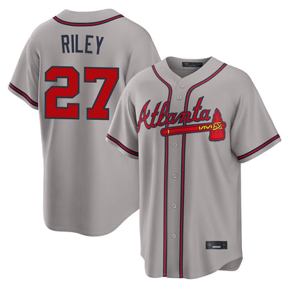 Atlanta Braves #27 Austin Riley Player Gray MIKSHPS Home Game Stitched Jerseys