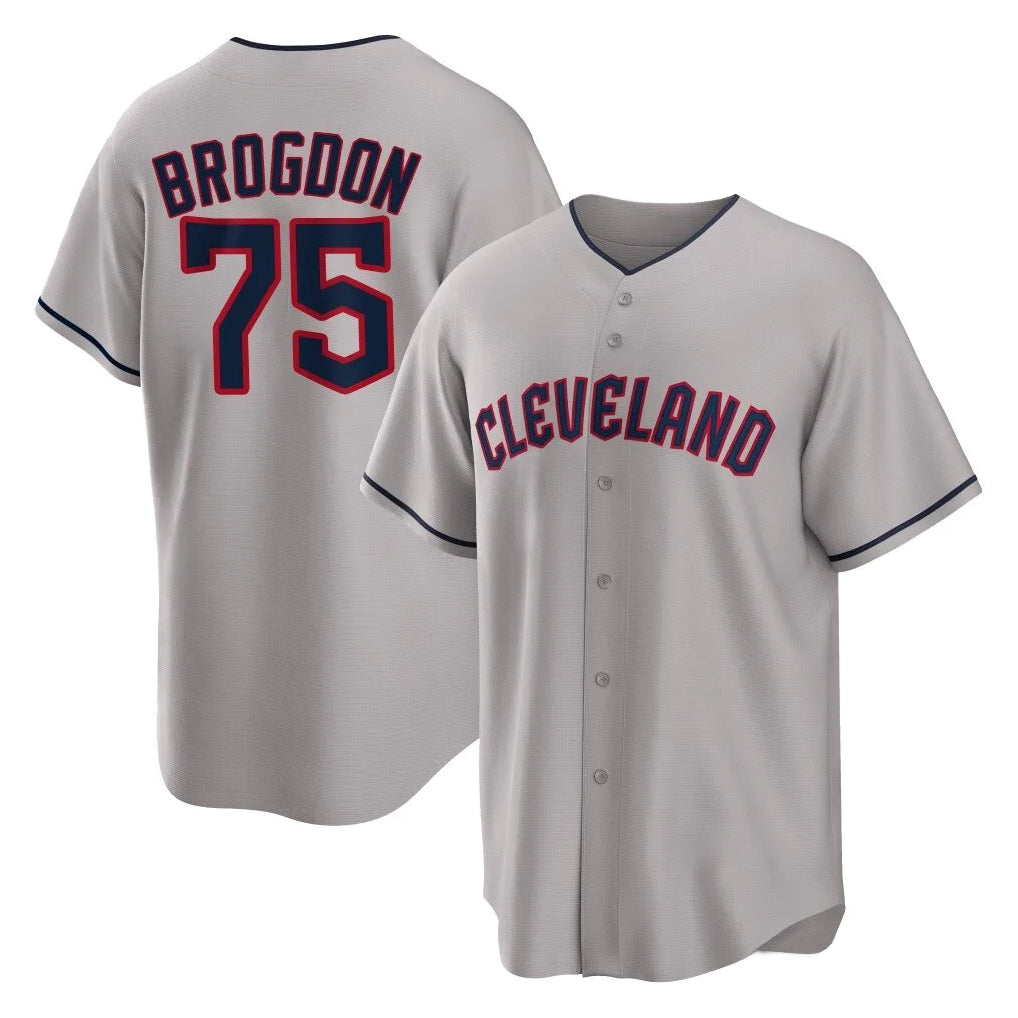 Cleveland Guardians #75 Connor Brogdon Player Gray MIKSHPS Game Home Stitched Jerseys