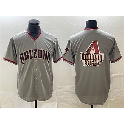 Arizona Diamondbacks Gray MIKSHPS Team Big Logo Cool Base Stitched Jersey 2