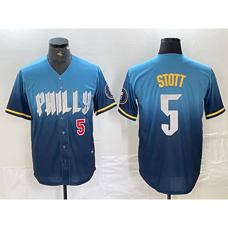Philadelphia Phillies #5 Bryson Stott Blue MIKSHPS 2024 City Player Number Cool Base Stitched Jerseys