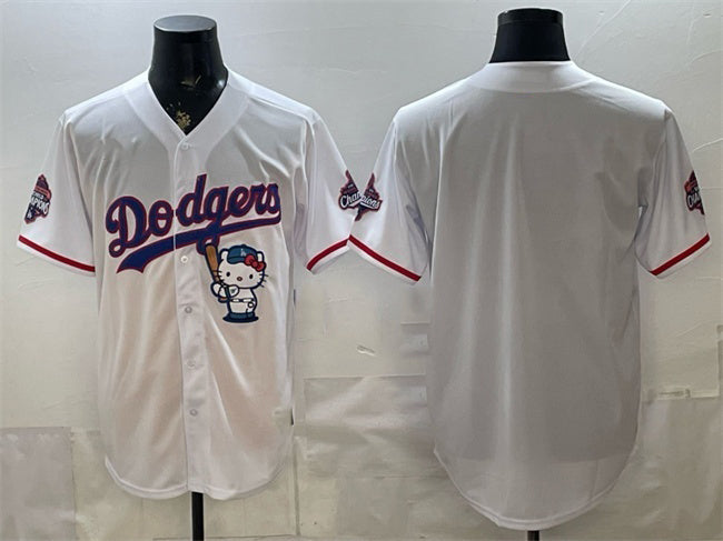 Los Angeles Dodgers Blank White MIKSHPS Hello Kitty Night 2025 World Series Champions Patch Stitched Jersey