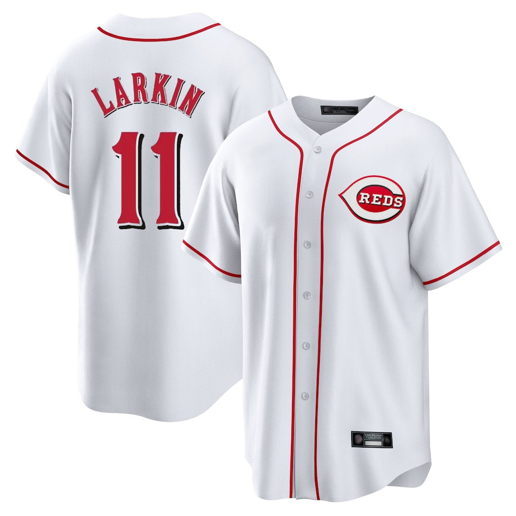 Cincinnati Reds #11 Barry Larkin Player White MIKSHPS Game Home Stitched Jerseys