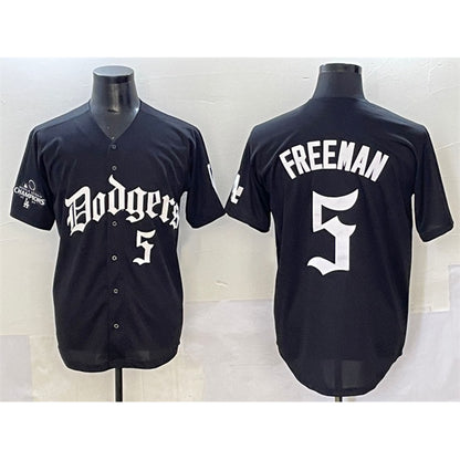 Los Angeles Dodgers #5 Freddie Freeman Black MIKSHPS 2025 LA Gothic Style With 2024 World Series Champions Patch Vapor Premier Limited Stitched Jersey
