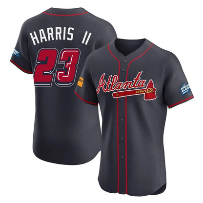 Atlanta Braves #23 Michael Harris II Player Navy MIKSHPS 2025 Speedway Classic Limited Elite Home Game Stitched Jerseys
