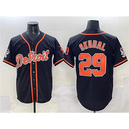Detroit Tigers #29 Tarik Skubal Black MIKSHPS With Patch Cool Base Stitched Jersey