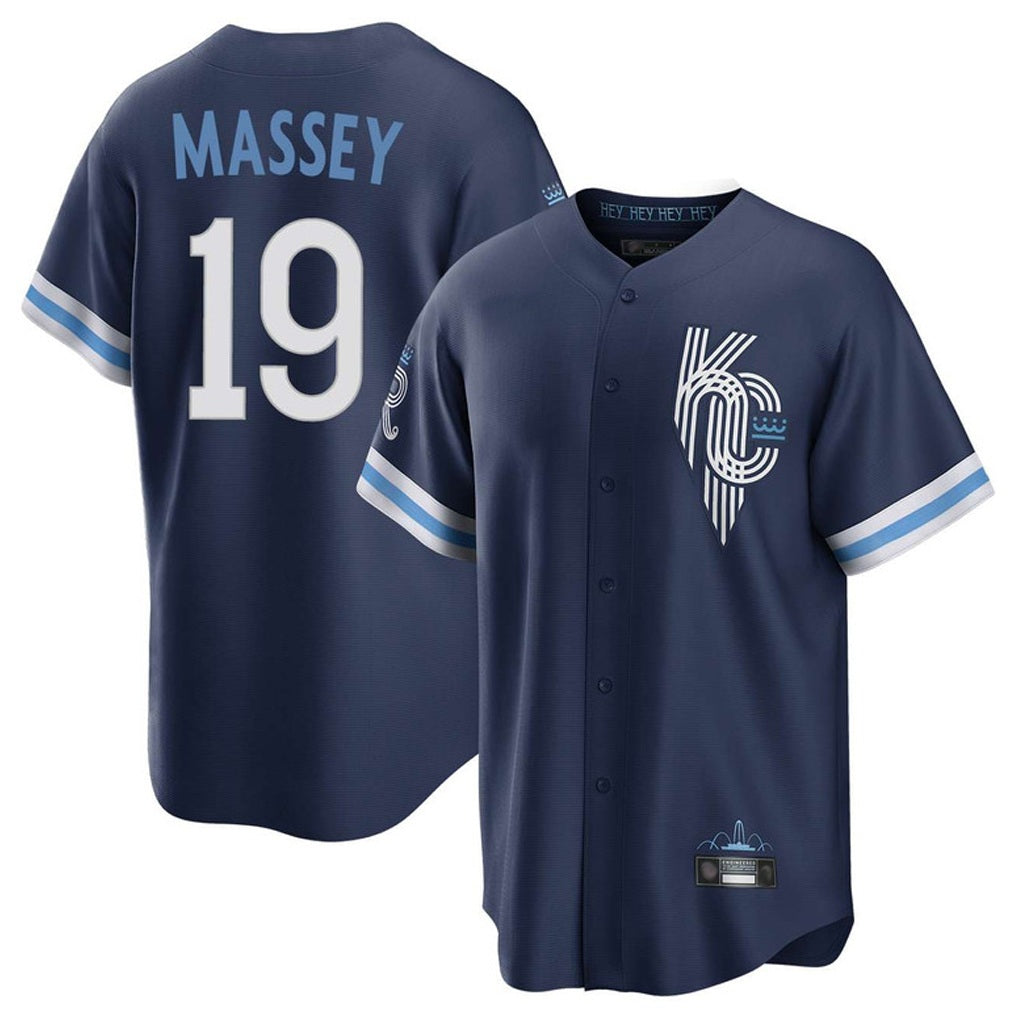 Kansas City Royals #19 Michael Massey Player Navy MIKSHPS City Connect Home Game Stitched Jerseys