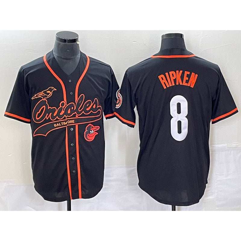 Baltimore Orioles #8 Cal Ripken Jr Black MIKSHPS With Patch Cool Base Stitched Jersey