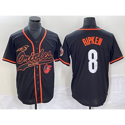 Baltimore Orioles #8 Cal Ripken Jr Black MIKSHPS With Patch Cool Base Stitched Jersey