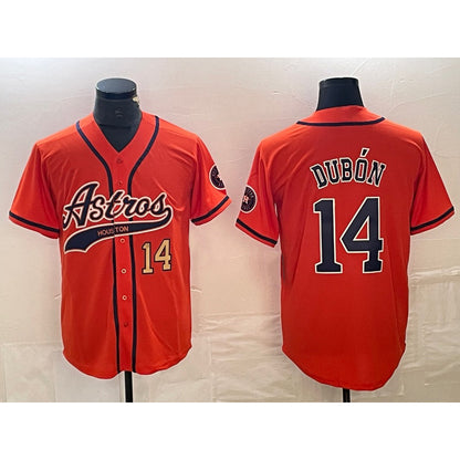 Houston Astros #14 Mauricio Dubon Number Orange MIKSHPS With Patch Cool Base Stitched Jersey