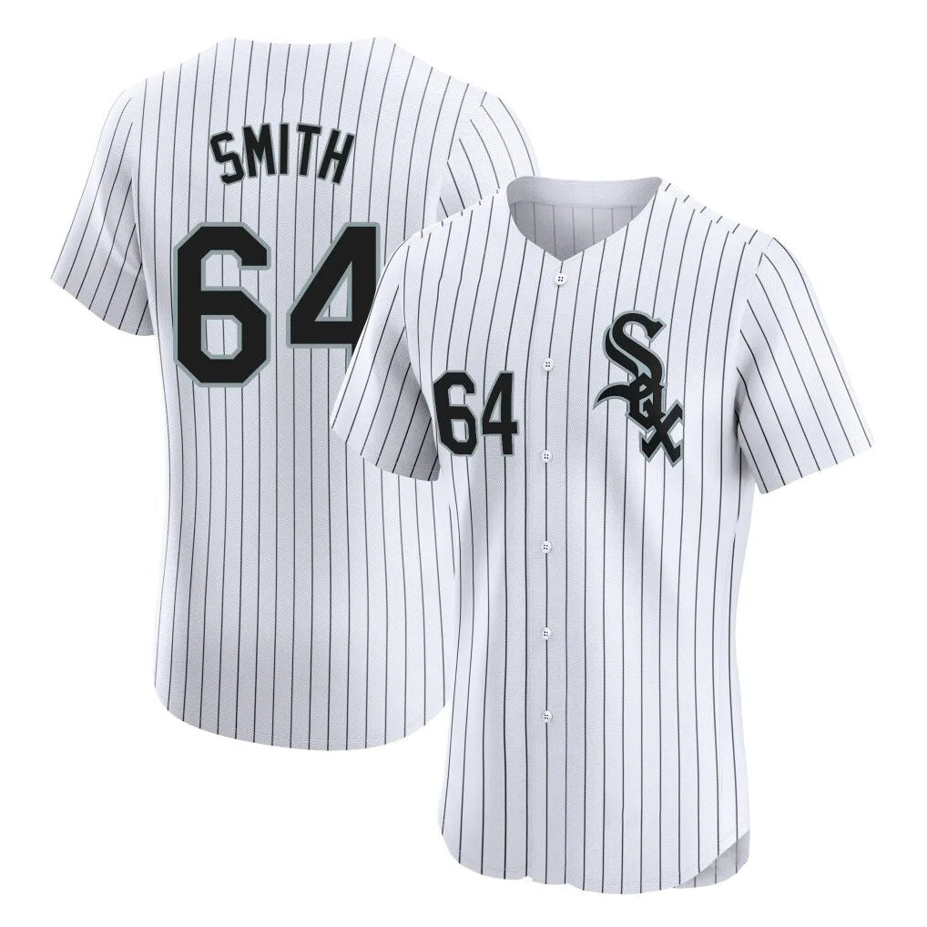 Chicago White Sox #64 Shane Smith Player White MIKSHPS Stripe Limited Elite Home Stitched Jerseys