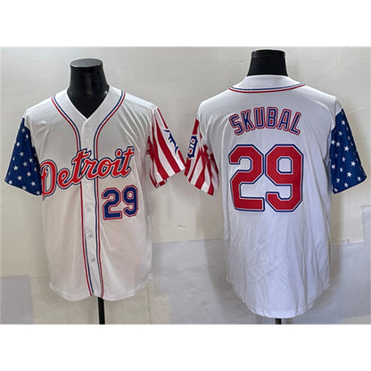 Detroit Tigers #29 Tarik Skubal White MIKSHPS 2025 Memorial Day Vapor Premier Limited Stitched Jersey