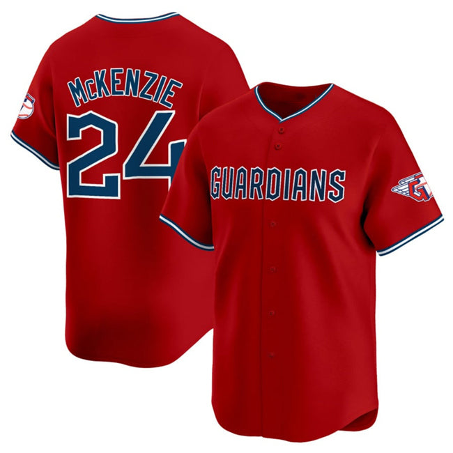 Cleveland Guardians #24 Triston McKenzie Red MIKSHPS Alternate Limited Stitched Jersey