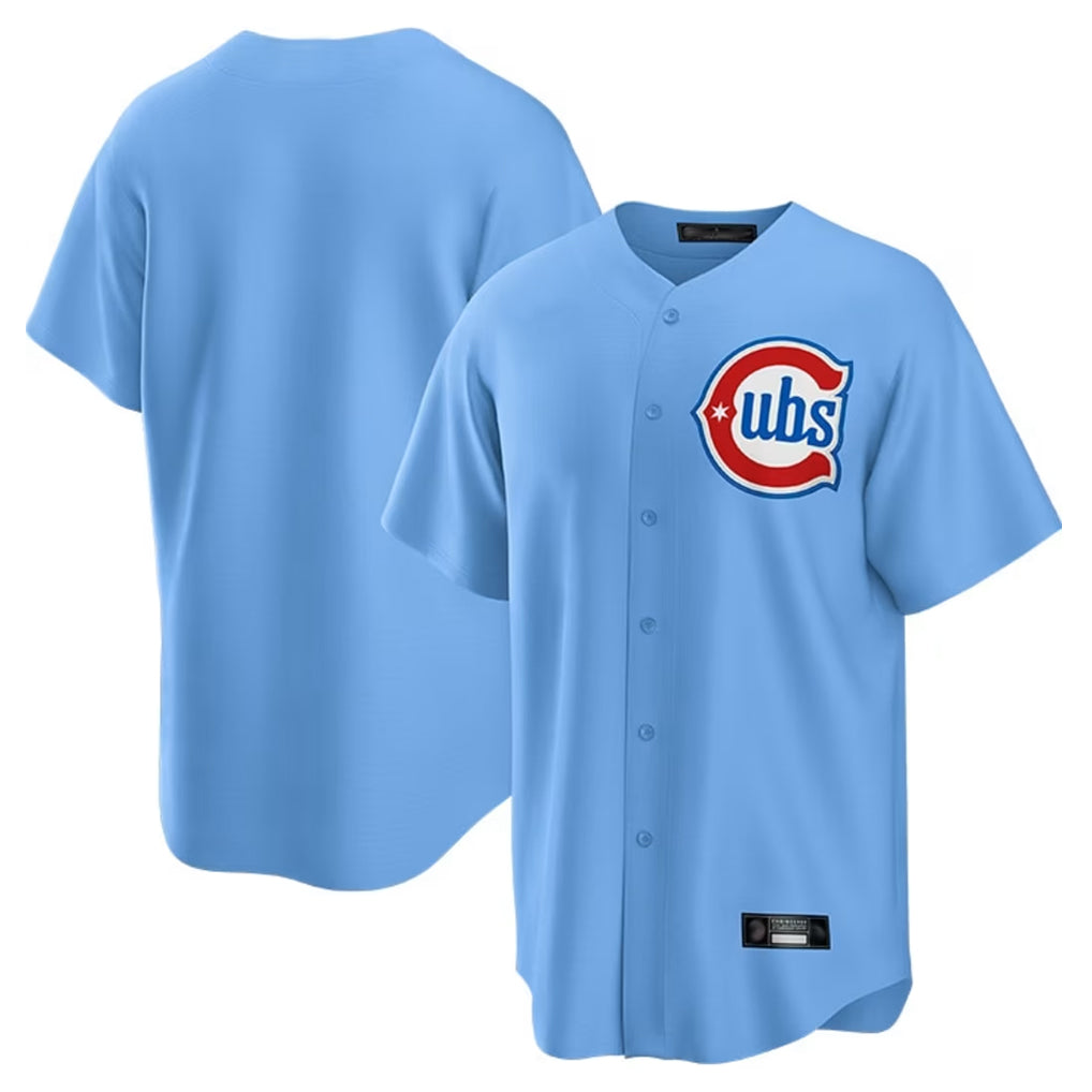 Chicago Cubs Light Blue MIKSHPS Home Game Blank Player Stitched Jerseys