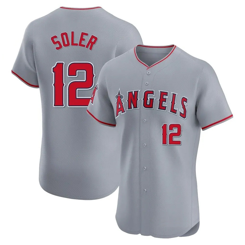 Los Angeles Angels #12 Jorge Soler Player Gray MIKSHPS Home Limited Elite Stitched Jerseys