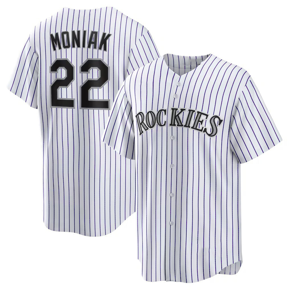 Colorado Rockies #22 Mickey Moniak White MIKSHPS Home Replica Jersey
