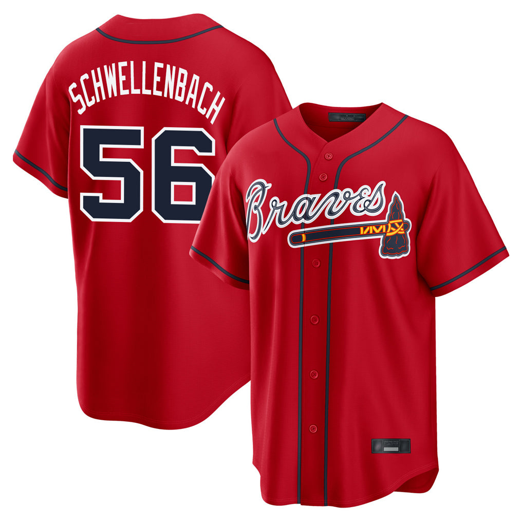 Atlanta Braves #56 Spencer Schwellenbach Player Red MIKSHPS Home Game Stitched Jerseys