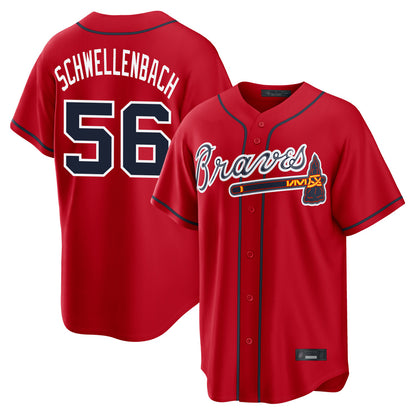 Atlanta Braves #56 Spencer Schwellenbach Player Red MIKSHPS Home Game Stitched Jerseys