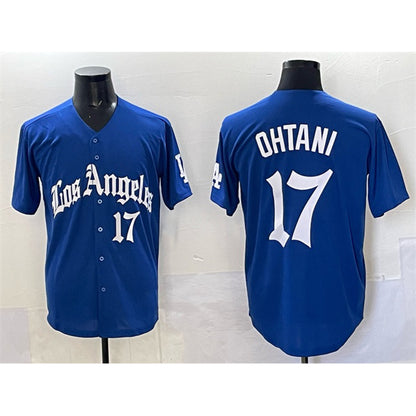 Los Angeles Dodgers #17 Shohei Ohtani Blue MIKSHPS 2025 LA Gothic Style With Fernando Patch Vapor Premier Limited Stitched Jersey