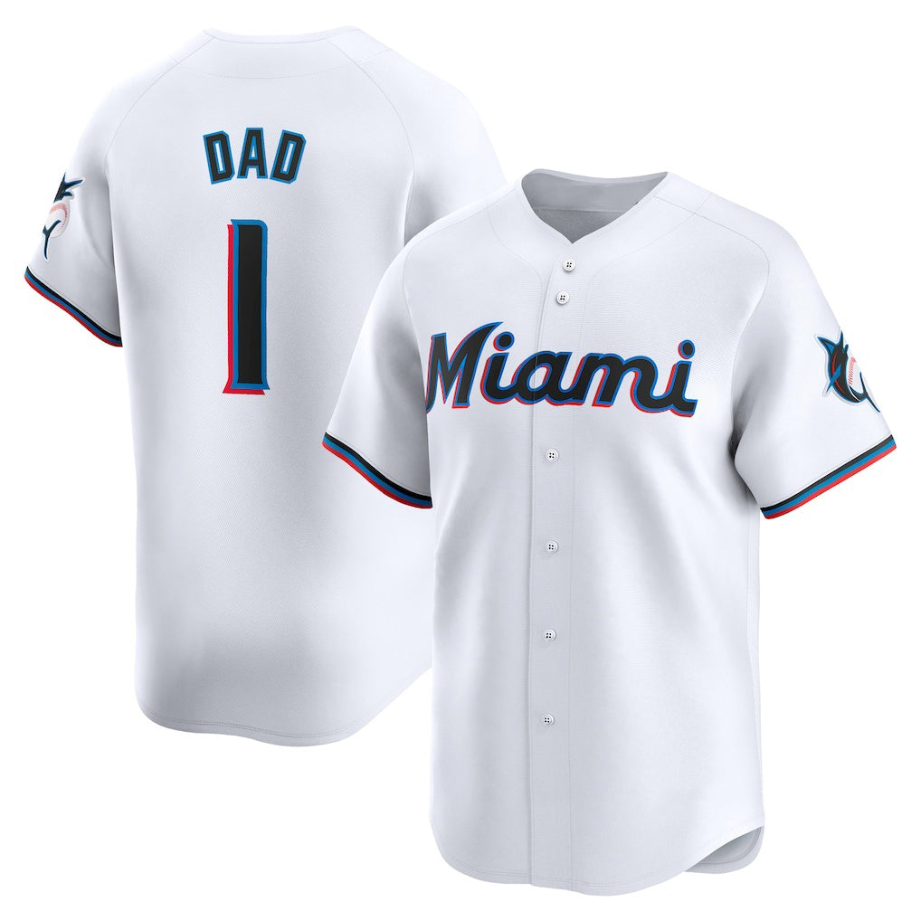 Miami Marlins #1 Dad White MIKSHPS Home Limited Jersey