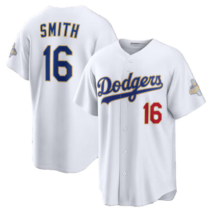 Los Angeles Dodgers #16 Will Smith White MIKSHPS 2026 Gold Collection Stadium Jersey