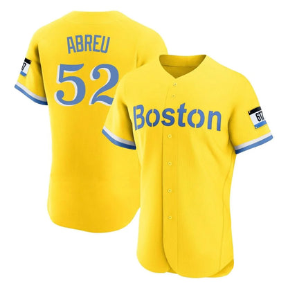 Boston Red Sox #52 Wilyer Abreu Player Yellow MIKSHPS Limited Elite Home Game Stitched Jerseys1